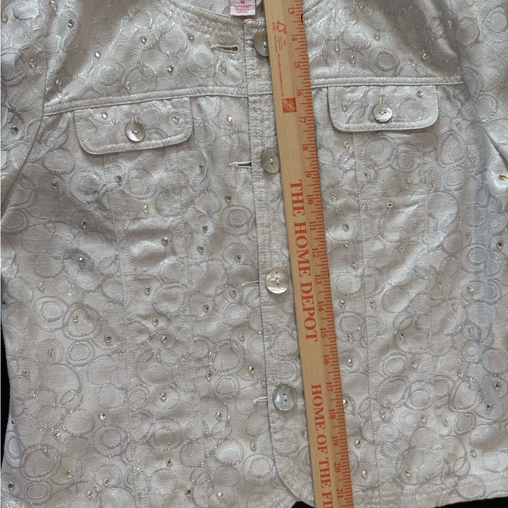 Ruby Rd. Silver And White Patterned Women's Blazer - image 8